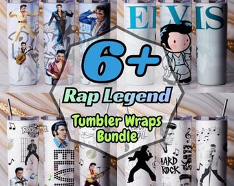 Adesivo per bicchiere termico Elvis Presley da 20 once (590 ml) in formato PNG / Design per sublimazione con leggenda della musica rock and roll / Download digitale