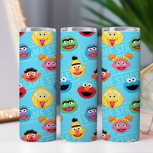 Cute Cartoon Faces Tumbler Wrap PNG | 20oz Skinny Tumbler Sublimation Design | Kids Character Pattern Digital Download