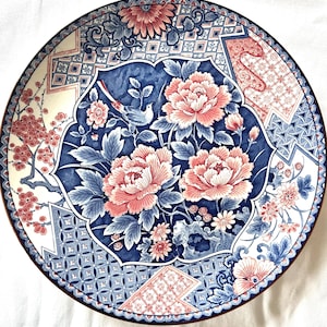 Large blue and white floral platter