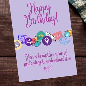Funny Birthday Card Printable Sarcastic Digital Download for Friends or Adults