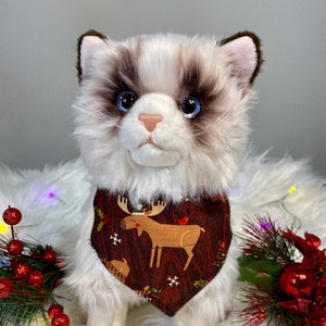 Country Christmas Cat Bandana (slides onto cats existing collar)