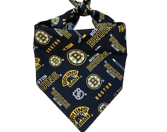 Boston Bruins Dog Bandana (standard tie on bandana) with Personalization option in Vinyl.
