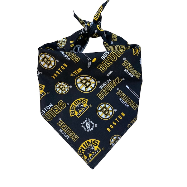 Boston Bruins Dog Bandana (standard tie on bandana) with Personalization option in Vinyl.