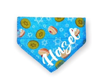 Chanukah Sufganiyot Cat Collar Bandana (slides onto cat’s existing collar) Hanukkah Donuts Bandana with Personalization option