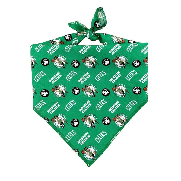 Boston Celtics Dog Bandana (standard tie-on dog bandana) with Personalization option in Vinyl