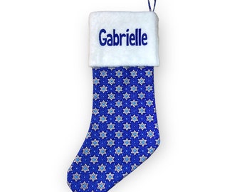 Sapphire + Gold Star of David Chrismukkah Stocking (with or without embroidere dpersonalization)