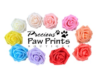 Dog Collar Roses - 3 inches - Slides onto any collar! Flower Accessory for Dog Collars, Dog Collar Flowers