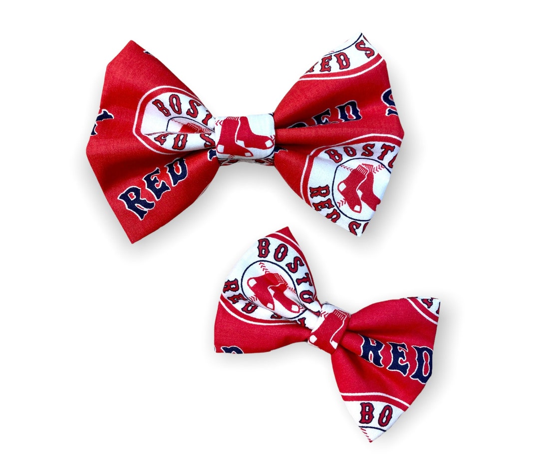 Boston Red Sox Dog Cat Bow Tie slides Onto Pet's Existing Collar Made