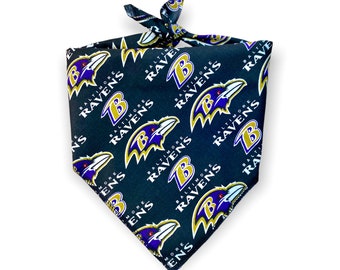 Baltimore Ravens Dog Bandana (a standard tie-on bandana), we also offer a Ravens Cat Bandana!