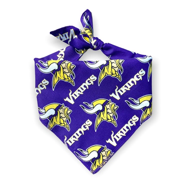 Minnesota Vikings Dog Bandana (standard tie-on bandana) with personalization option in Vinyl