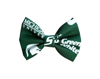 Michigan State Dog + Cat Bow Tie (slides onto pet's existing collar) - made with Elastic Closure