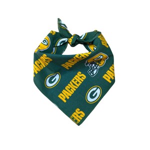 Green Bay Packers Dog Bandana standard Tie on Bandana With Personalization Option in Vinyl Etsy