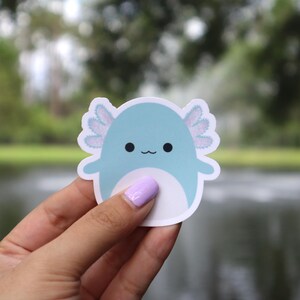 Anastasia | Squishmallow Aufkleber | Blau Axolotl Aufkleber | Wasserfester Aufkleber | Wasserflasche Aufkleber |  Laptop Aufkleber | Niedlicher Axolotl Sticker