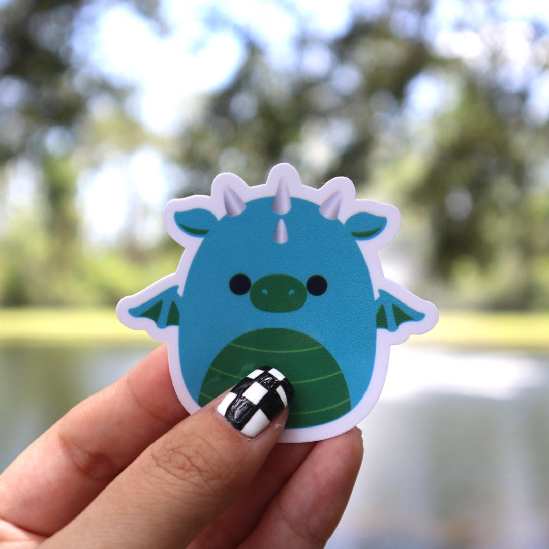 Dalton | Squishmallow Sticker | Blue Dragon Sticker | Waterproof ...