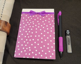 Purple & White Polka Dot Notepad Set