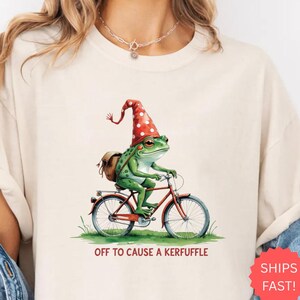 Off to Cause a Kerfuffle T-Shirt, Funny Comfort Colors Weirdcore Tee, Halloween Witchcore Shirt, Cute Cottagecore Graphic Top