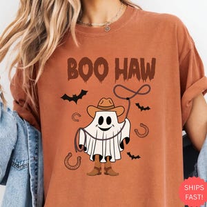 Comfort Colors® Boo Haw Shirt, Funny Ghost Cowboy Tee, Western Halloween Shirt, Spooky Fall Shirt, Country Girl Gift