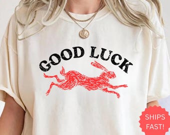 Good luck shirt. Lucky Rabbit shirt. Easy Tiger shirt. Cool women's shirts. Aesthetic shirts. Cool girl shirts. Retro western style.
