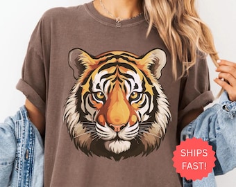 Comfort Colors® 90er Jahre Tiger Vintage T-Shirt Retro Tiger T-Shirt Tier Geschenk für Tigerliebhaber Wildkatze Shirt Retro Dschungel Safari Tiger Grafik Tee