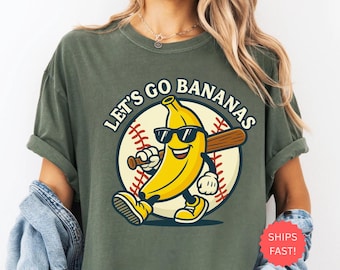 Komfortfarben Lets Go Savannah Bananen Shirt, lustiges Baseball Bananen Grafik T-Shirt, passendes Bananen T-Shirt, cooles Humor Baseball Saison Tshirt