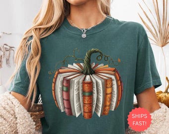 Fall Book Pumpkin Halloween Shirt, Halloween Book Lover Shirt, Fall Bookish Shirt, Pumpkin Book Shirt, Pumpkin Shirt, Fall Shirt, Spooky Tee