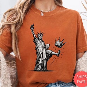 ノー・キングス・シャツ、自由の女神像、反トランプ、反トランプ、抗議シャツ、リベラルTシャツ、民主党Tシャツ、反ファシズム、民主主義Tシャツ