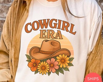 Comfort Colors® Cowgirl Era Shirt, Western Graphic Tee, Country Concert Shirt, Vintage Cowgirl Top, Retro Rodeo T-Shirt, Fall Outfit Tee