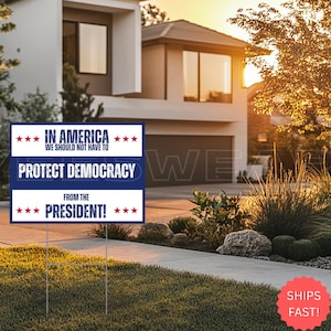 Protect Democracy Yard Sign, Anti Trump Lawn Sign, Patriotic Protest Decor, Liberal Political Sign, Pro America Garden Flag