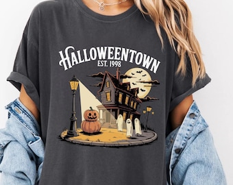 Comfort Colors® Haunted House Shirt, Vintage Spooky Town Tee, Ghost Halloween Shirt, Cute Fall Graphic Tee, Halloween Lover Gift