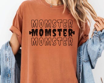 Funny Momster Halloween Shirt, Spooky Vibes Mom Tee, Creepy Mom Shirt, Comfort Colors Mama Halloween Tee, Mom Gift, Halloween Shirt for Moms