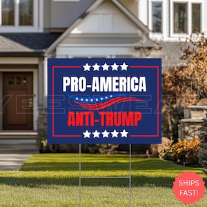Letrero de jardín pro-Estados Unidos y anti-Trump, letrero de protesta política, decoración patriótica para exteriores, letrero &quot;No MAGA&quot;, bandera de jardín activista demócrata