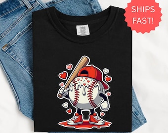 Dripping Baseball Drip Valentine Shirt Boy Men Women, Kids Baseball Valentine Tee, Baseball Valentines Day T-shirt, Valentine Baseball Top