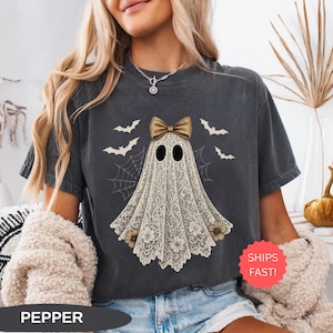 Floral Ghost Shirt, Cute Ghost Shirt, Womens Ghost Shirt, Cottagecore Halloween, Retro Halloween Gift, Spooky Season Shirt, Halloween Outfit