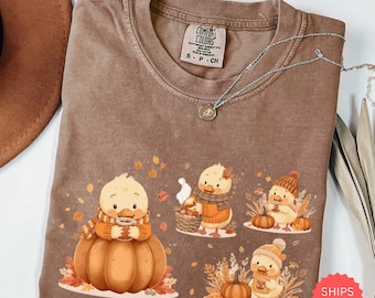 Fall Goose Comfort Colors Shirt Autumn Cozy Silly Goose Tshirt Fall Vibes Autumn Thanksgiving Tee Coffee Pumpkin Gourd Tee for Halloween