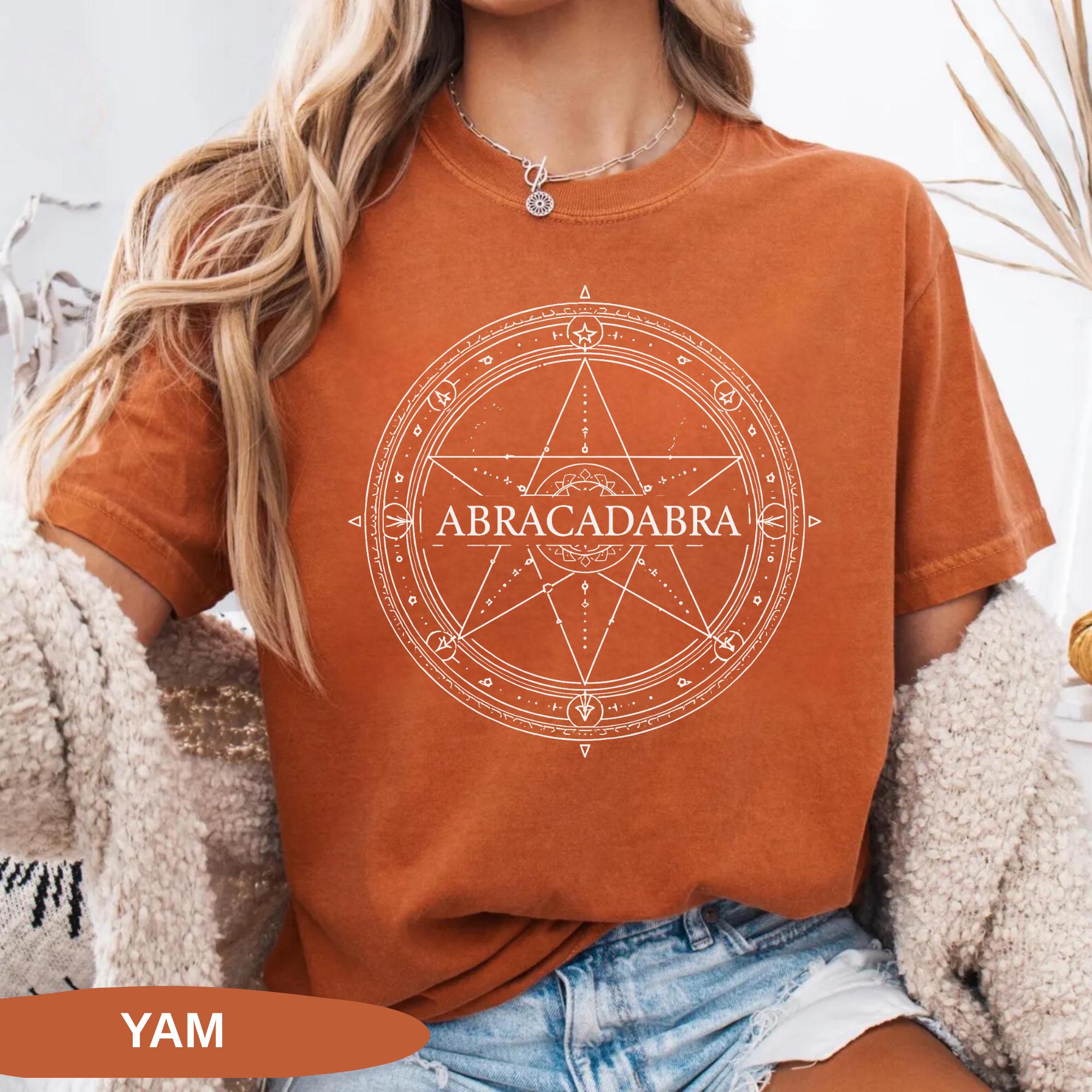 Abracadabra Comfort Colors T-shirt, Occult Circle Pentagram Tee