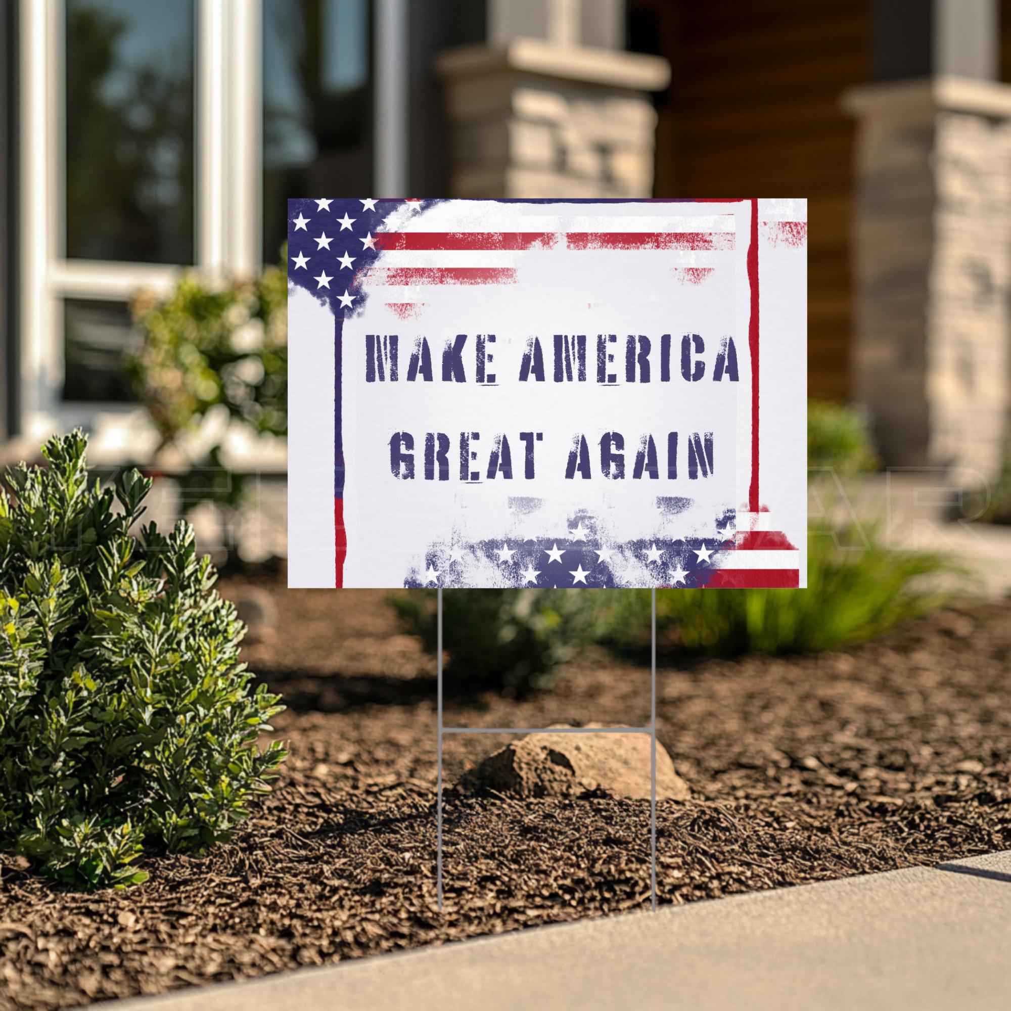 Bandiera Da Giardino Trump 2024 – 30,5x45,7 Cm – Tessuto Lino Double Face – Make America Great Again