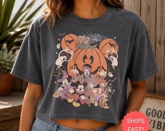 Disney Halloween Pumpkin Boxy Tee, Mickey And Friends Trick Or Treat Tee, Vintage Mickey Mouse Spooky Season, Family Matching Vacation 2026