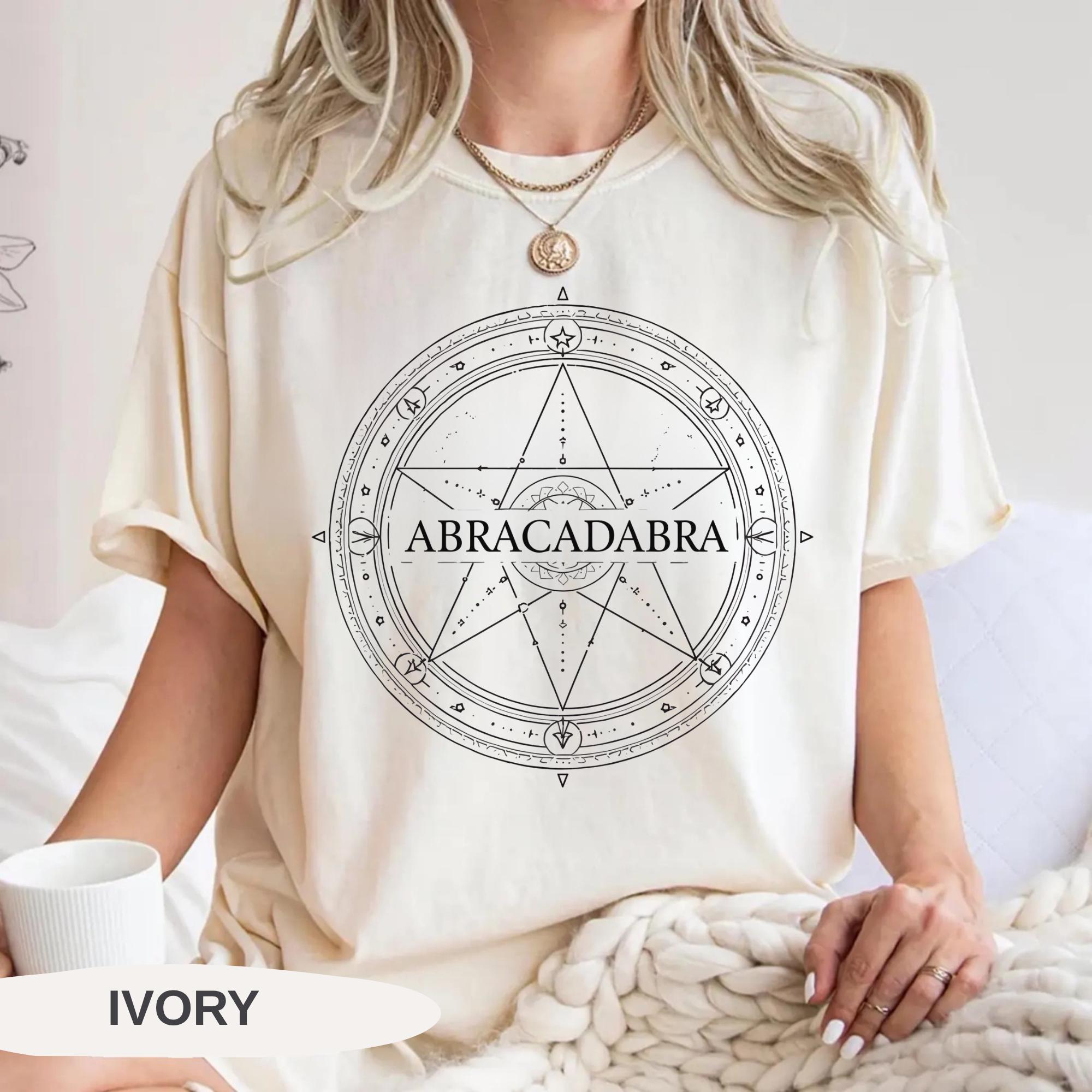 Abracadabra Comfort Colors T-shirt, Occult Circle Pentagram Tee