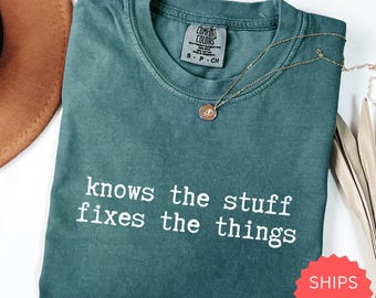 Comfort Colors® weet waar het over gaat Shirt, grappig cadeau vader klusjesman, graphic heren T-shirt, Vaderdag T-shirt echtgenoot, cadeau voor papa