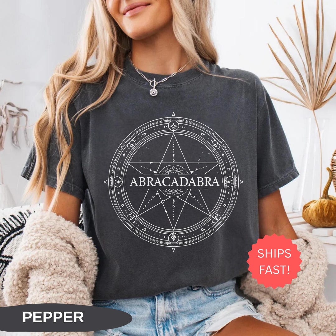 Mサイズ　ABRA CADABRA SS TEE Abracadabra Comfort Colors T-shirt, Occult Circle Pentagram Tee