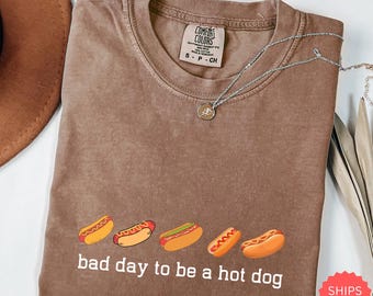 Camiseta "Mal día para ser un perrito caliente", divertida del 4 de julio, retro de perrito caliente, Comfort Colors®, USA Cookout, meme de barbacoa