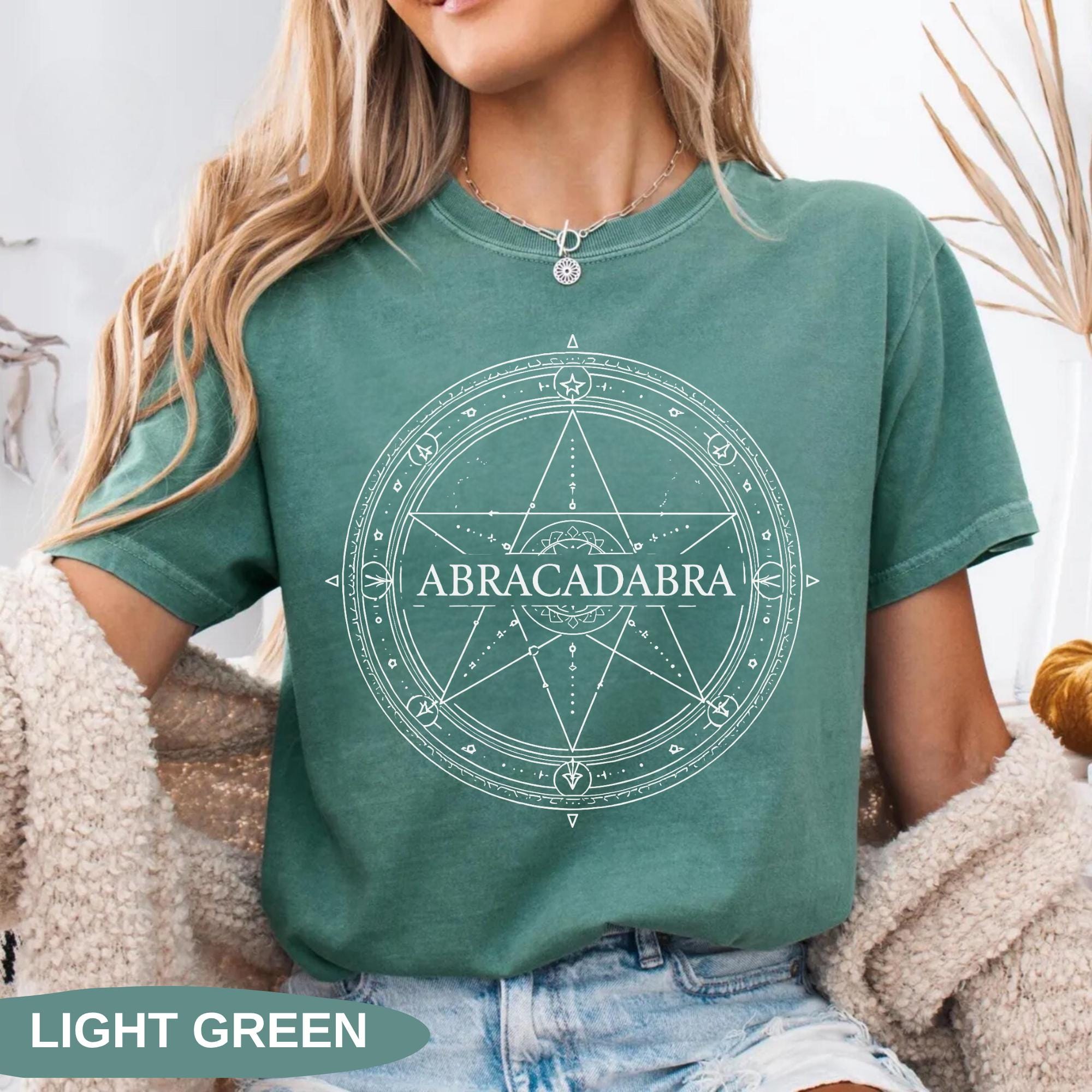 Abracadabra Comfort Colors T-shirt, Occult Circle Pentagram Tee