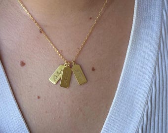 Sierlijke tag-ketting, aangepaste eerste ketting, gegraveerde naamketting, gepersonaliseerde briefketting, herdenkingsketting, bedel, cadeau voor haar