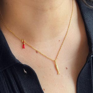Dainty Fish Necklace, Fish Charm Necklace, Fish Lover Pendant, Red String Necklace, Tiny Red Rope Pendant, Fish Lover Gift, Lucky Necklace