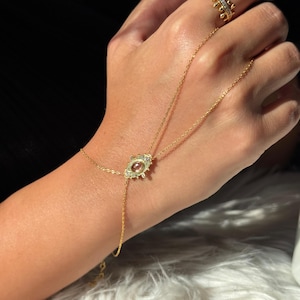 Hand Chain Bracelet, Delicate Finger Bracelet for Women, Minimalist Hand Jewelry, Layered Hand Chain, Statement Jewelry, Dainty Gift for Her