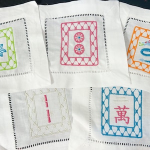 Servilletas de cóctel con azulejos de Mahjong