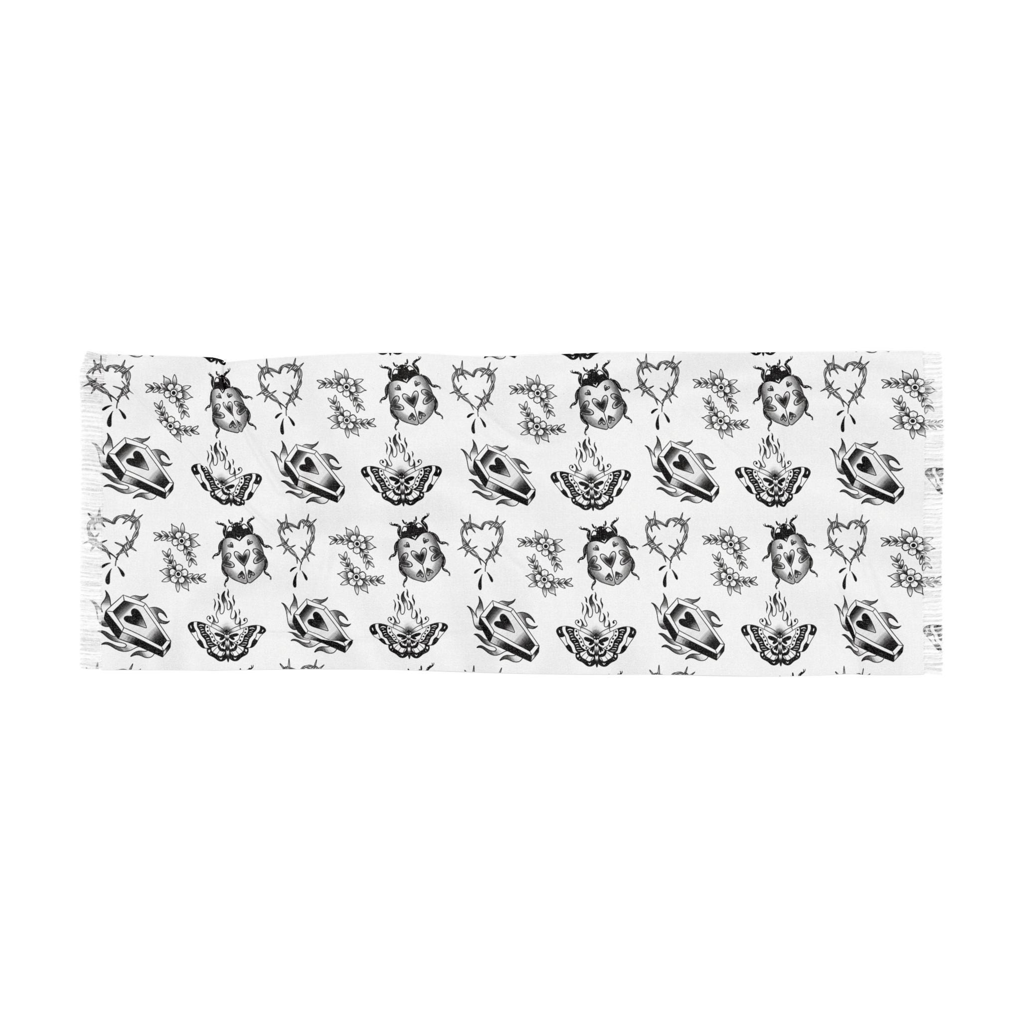 Tattoo Schal, Rave Pashmina Schal, Festival Wrap, Boho Krawatte, leichter Schal, Hipster Accessoire