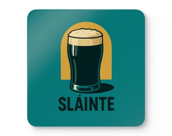 Sláinte Drink Coasters - Corkwood Set of 4, Irish Celebration