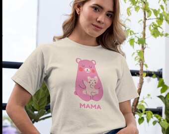 Camiseta de Mamá Osa / Camiseta de San Valentín de Mamá Osa y Bebé Rosa