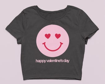 Camiseta corta para mujer con texto "Feliz día de San Valentín"